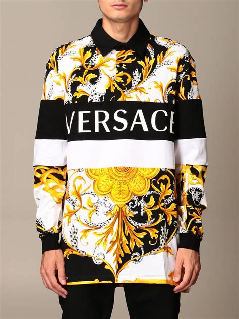 versace poloshirt weiß|versace long sleeve polo.